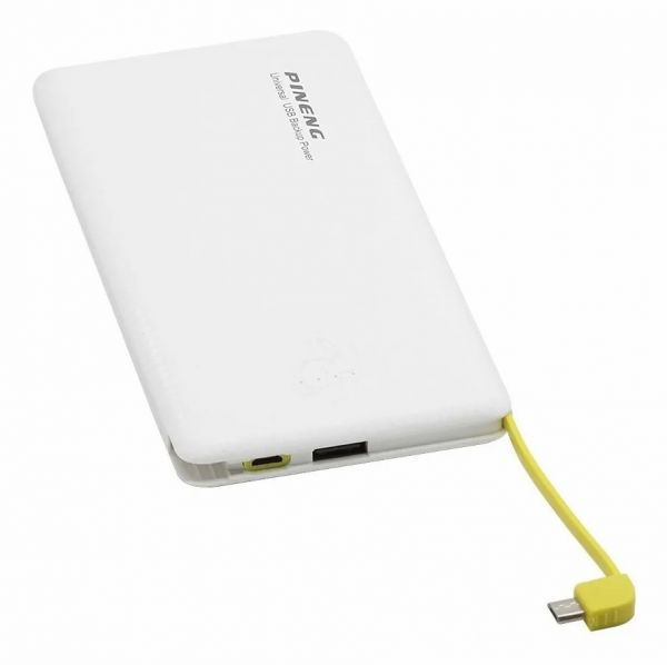 Carregador Pineng Portátil 10.000mah Slim Powerbank - Branco
